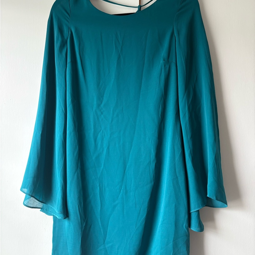 VENUS Blue Sheath Dress with Bell Sleeves for Weddings